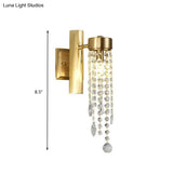 Vintage Crystal Wall Sconce With Led Lights - Cascade Bedroom Lighting Fixture