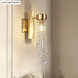 Vintage Crystal Wall Sconce With Led Lights - Cascade Bedroom Lighting Fixture
