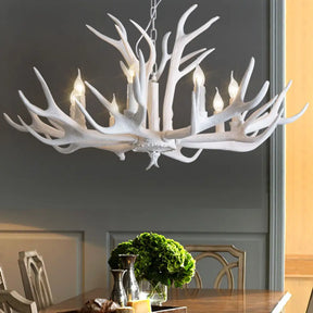 Vintage Deer Horn Resin Chandelier Pendant Light - Stylish Dining Room Hanging Lighting 6 / White