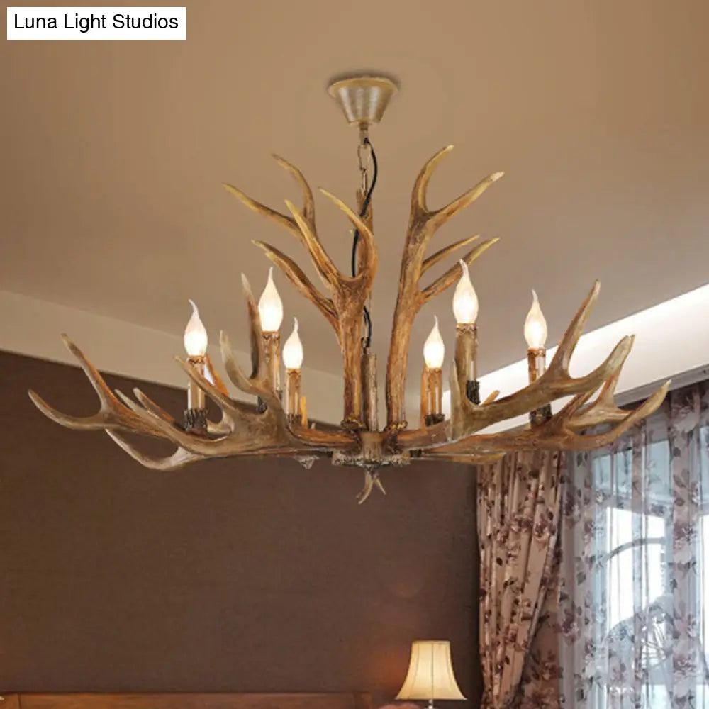 Vintage Deer Horn Resin Chandelier Pendant Light - Stylish Dining Room Hanging Lighting