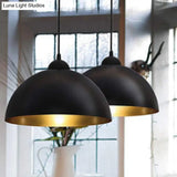 Vintage Dome Pendant Light Fixture For Dining Room In Black Metal