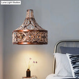 Vintage Drum Metal And Crystal Wall Sconce Light - Rustic Living Room Décor