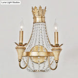 Vintage Empire Wall Light With Clear Crystal Bead And Champagne Finish - 2 Lights