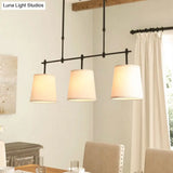 Vintage Fabric Pendant Light With 3 Bulbs Ideal For Dining Room White