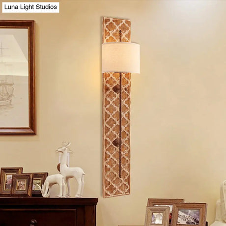 Vintage Fabric Semicircle Wall Sconce Light - Rust 1 Fixture For Living Room
