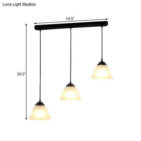 Vintage Flared White Glass Pendant Light Fixture For Dining Room With 3-Light Multi Design And