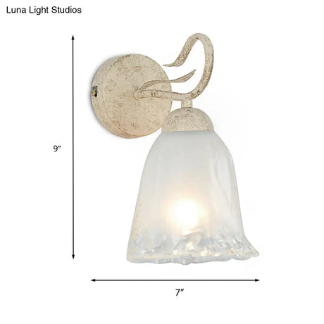 Vintage Floral Wall Sconce With Frosted Glass Shade - Elegant Single Bulb Light Fixture