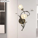 Vintage Flower Wall Sconce Lighting - Bronze Frosted Glass Light Fixture For Living Room Right/Left