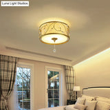Vintage Flushmount Ceiling Light - Iron Black/Gold Drum Shape 4/5 Lights 16’ Or 19.5’ Dia