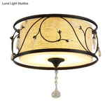 Vintage Flushmount Ceiling Light - Iron Black/Gold Drum Shape 4/5 Lights 16’ Or 19.5’ Dia