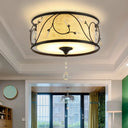 Vintage Flushmount Ceiling Light - Iron Black/Gold Drum Shape 4/5 Lights 16’ Or 19.5’ Dia Black /