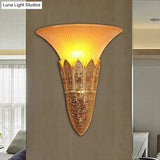 Vintage Frosted Glass Bell Shade Indoor Wall Light Fixture - Gold/Silver Flush Sconce