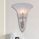 Vintage Frosted Glass Bell Shade Indoor Wall Light Fixture - Gold/Silver Flush Sconce Silver