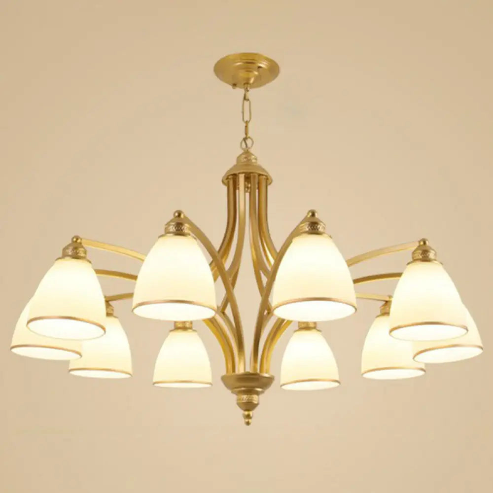 Vintage Frosted Glass Chandelier Pendant Light For Living Room Decor 10 / Gold Down