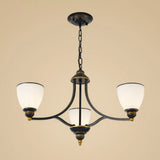 Vintage Frosted Glass Chandelier Pendant Light For Living Room Decor 3 / Black Up