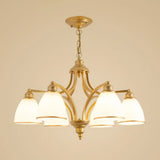 Vintage Frosted Glass Chandelier Pendant Light For Living Room Decor 6 / Gold Down