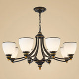 Vintage Frosted Glass Chandelier Pendant Light For Living Room Decor 8 / Black Up