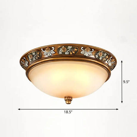 Vintage Frosted Glass Dome Flush - Mount Bedroom Ceiling Light 4 / Bronze