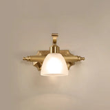 Vintage Frosted White Glass Bell Vanity Lamp - Wall Mount Bathroom Lighting Fixture 1 / Brass