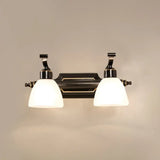 Vintage Frosted White Glass Bell Vanity Lamp - Wall Mount Bathroom Lighting Fixture 2 / Black