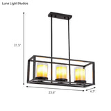 Vintage Glass Cylinder Pendant Light With Black Frame - Island Dining Room Lighting (3/5/6 Lights)