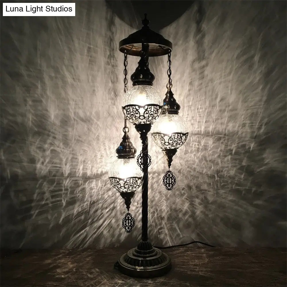 Vintage Glass Globe Standing Floor Lamp With Bronze Finish - Ideal For Bedroom Reading (3/5/7 Heads)