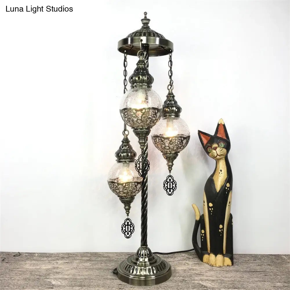 Vintage Glass Globe Standing Floor Lamp With Bronze Finish - Ideal For Bedroom Reading (3/5/7 Heads)