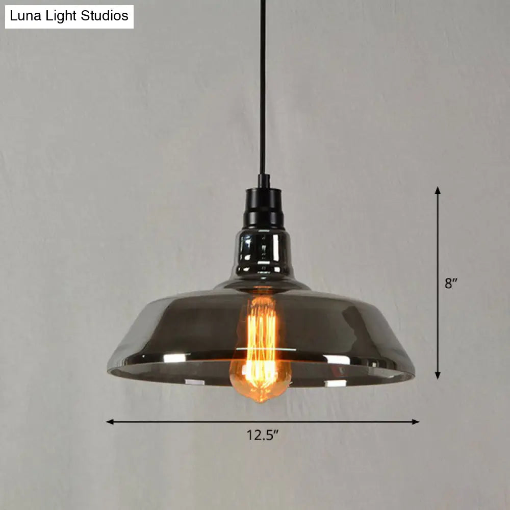 Vintage Glass Pendant Lamp With Single Bulb For Restaurant Lighting