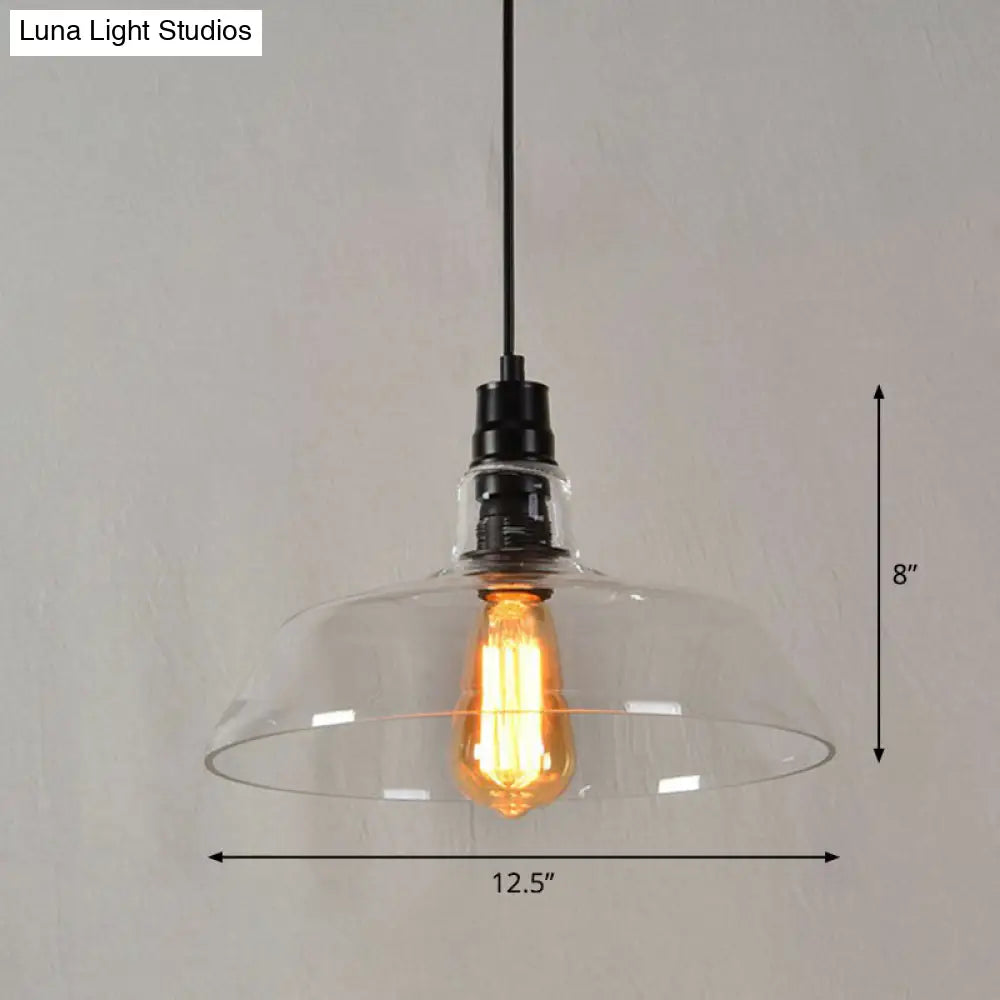 Vintage Glass Pendant Lamp With Single Bulb For Restaurant Lighting