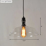 Vintage Glass Pendant Lamp With Single Bulb For Restaurant Lighting