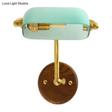 Vintage Glass Rectangle Wall Sconce Lamp - Glossy Green/Light Green Luminaire For Living Room