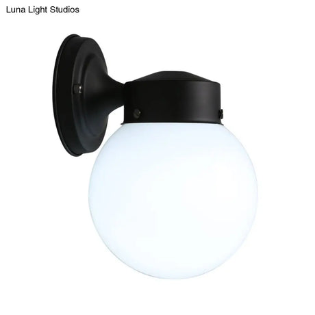 Vintage Globe Wall Sconce With White/Clear Glass Shade - Ideal For Bathrooms