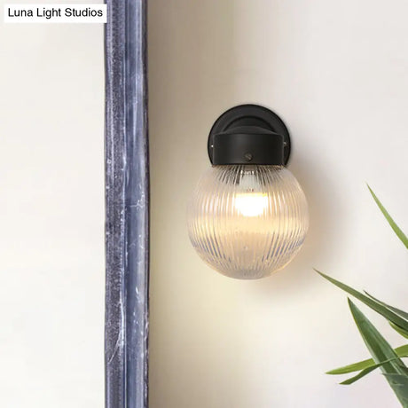 Vintage Globe Wall Sconce With White/Clear Glass Shade - Ideal For Bathrooms