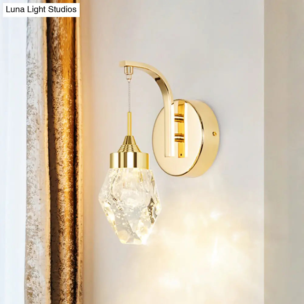 Vintage Gold Bubble Crystal Led Wall Sconce For Living Room Or Bedroom