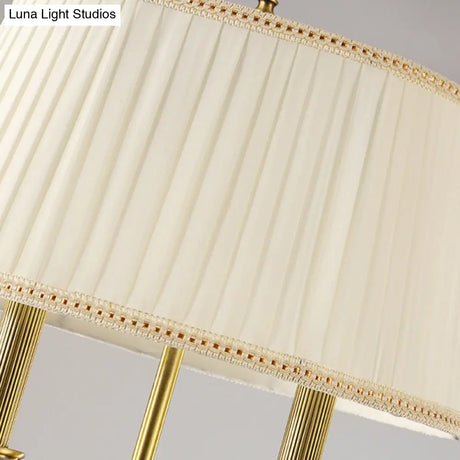 Vintage Gold Candelabra Floor Lamp With Pleated Empire Shade - 2 Bulbs Metallic Finish Perfect For