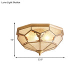 Vintage Gold Faceted Flush Mount Lighting: Beveled Glass Ceiling Fixture With 3/4/6 Lights For