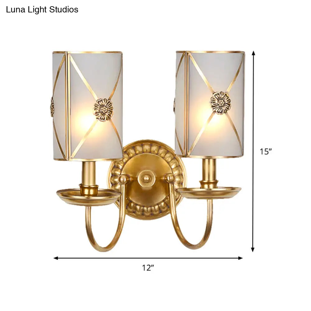 Vintage Gold Finish Brass Wall Mount Candle Sconce Lamp With Swag Arm