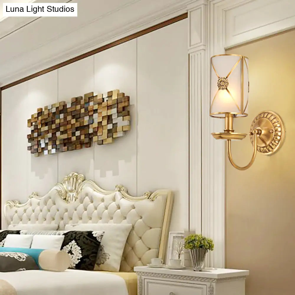 Vintage Gold Finish Brass Wall Mount Candle Sconce Lamp With Swag Arm