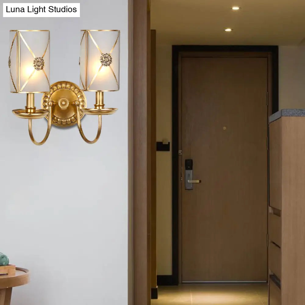 Vintage Gold Finish Brass Wall Mount Candle Sconce Lamp With Swag Arm