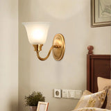 Vintage Gold Flared Glass Wall Mounted Light Fixture