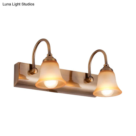 Vintage Gold Vanity Lamp With Frosted Glass & Gooseneck Arm For Bathroom Wall Mount - 2/3 Bulbs