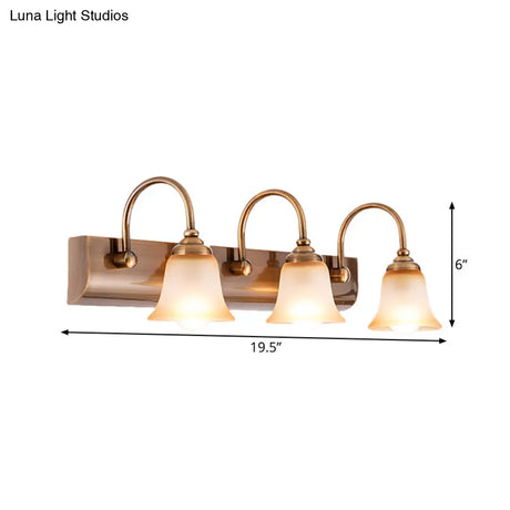 Vintage Gold Vanity Lamp With Frosted Glass & Gooseneck Arm For Bathroom Wall Mount - 2/3 Bulbs
