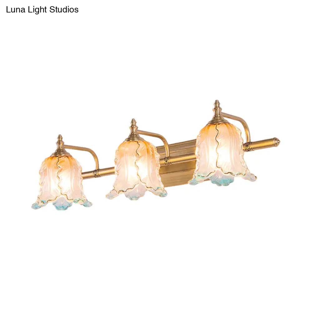 Vintage Gold Wall Light Fixture With Scalloped Textured Glass - Perfect For Bedroom Make-Up Lighting