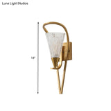 Vintage Gold Water Glass Cone Wall Lamp - 1 Head Sconce Light For Living Room