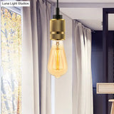 Vintage Golden Exposed Bulb Metal Suspension Lamp - Bedroom Ceiling Fixture