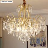 Vintage Golden Geometric Chandelier Lamp - Crystal & Metal 7/8 Lights Pendant Light