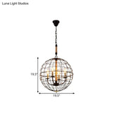 Vintage Golden Iron Hanging Lamp With Globe Shape - 3/4/6 Lights Stylish Dining Room Ceiling Fixture
