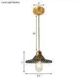 Vintage Green Glass Scalloped Pendant – 1-Light Hanging Ceiling Lighting For Dining Room