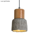 Vintage Grey And Wood Cement Ceiling Lamp - 5’/5.5’ Wide Cup Shape Mini Hanging Light