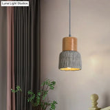 Vintage Grey And Wood Cement Ceiling Lamp - 5’/5.5’ Wide Cup Shape Mini Hanging Light